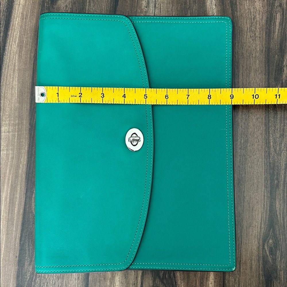 Coach Teal Leather Clutch Brief Case - Picture 5 of 5